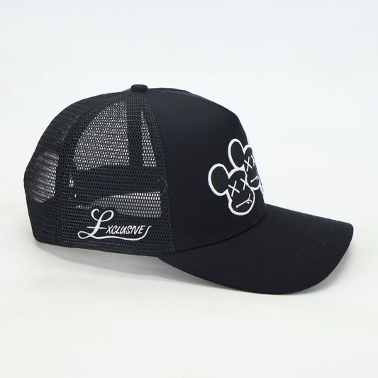 BLACK CAP - TRIPLE LOGO (BLACK/WHITE OUTLINE)