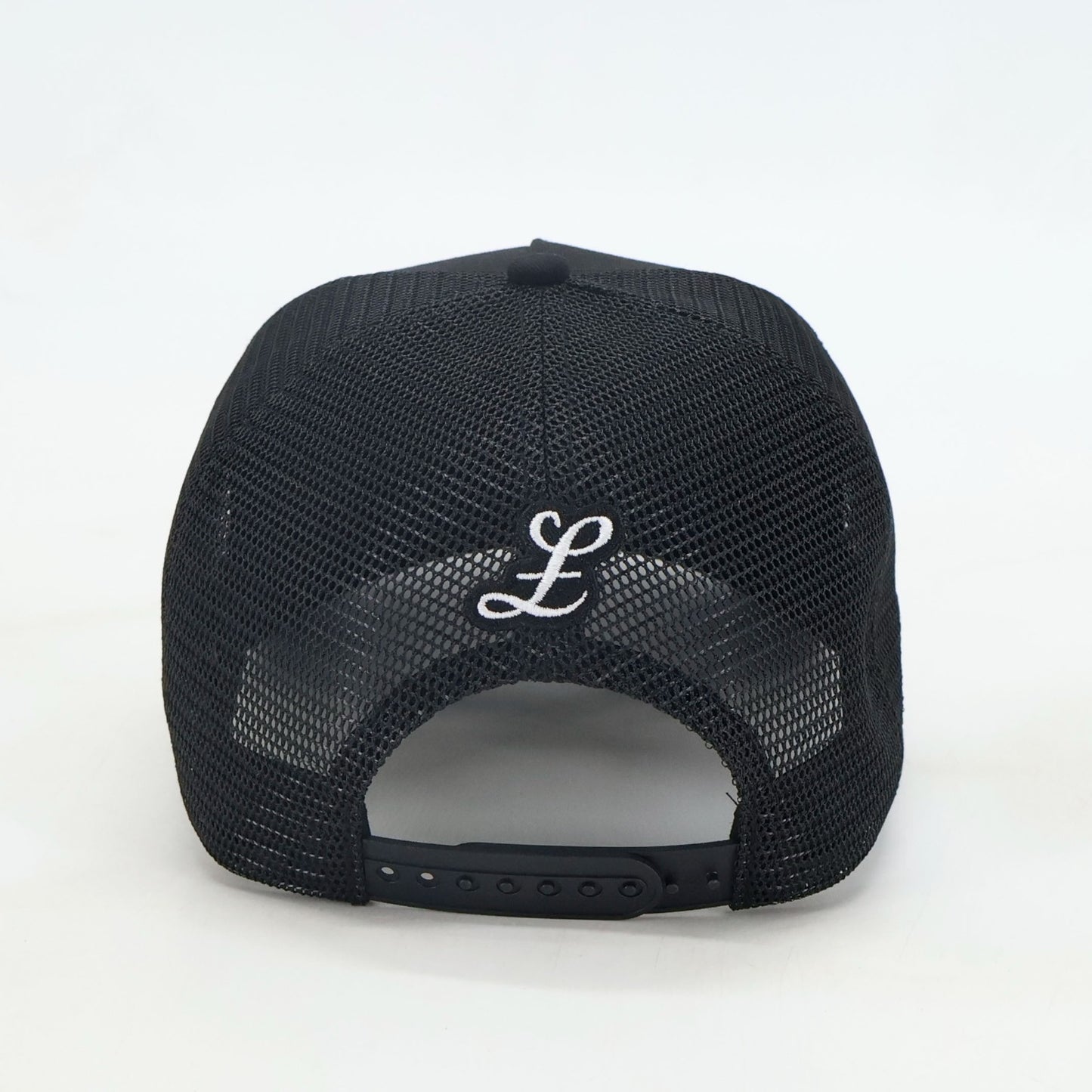 BLACK CAP - TRIPLE LOGO (BLACK/WHITE OUTLINE)