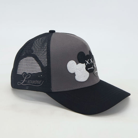 GREY & BLACK CAP - TRIPLE LOGO (BLACK/GREY/WHITE)