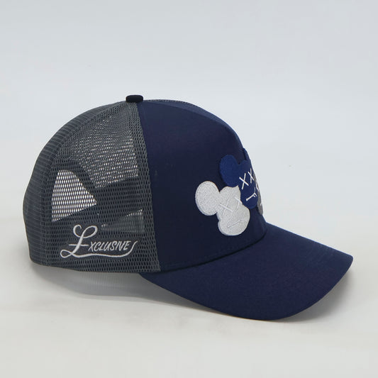 NAVY & GREY CAP - TRIPLE LOGO (NAVY/GREY/WHITE)