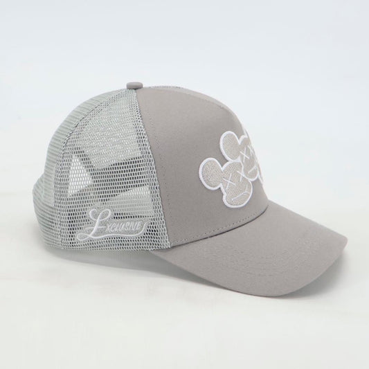 GREY CAP - TRIPLE LOGO (BLACK/WHITE OUTLINE)