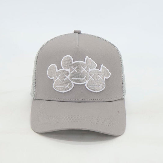 GREY CAP - TRIPLE LOGO (BLACK/WHITE OUTLINE)