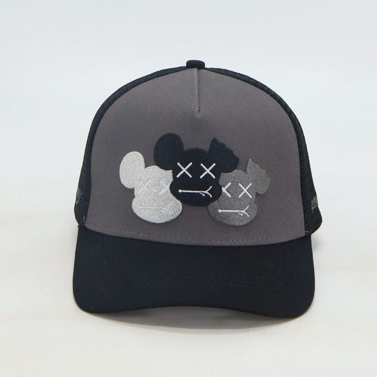 GREY & BLACK CAP - TRIPLE LOGO (BLACK/GREY/WHITE)